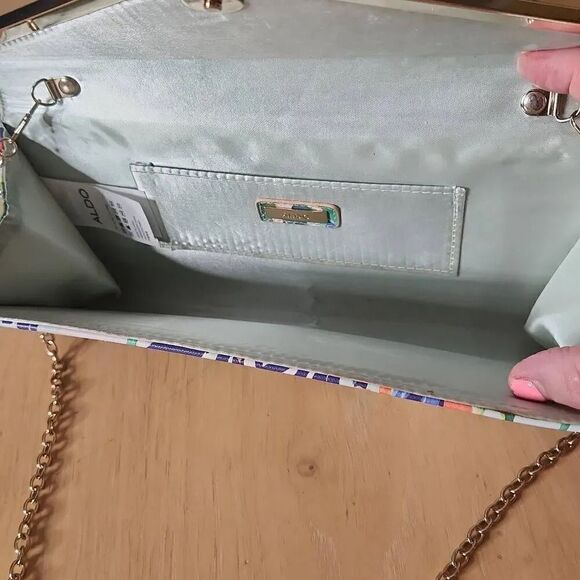 Aldo floral envelope clutch with gold chain - Picture 4 of 6